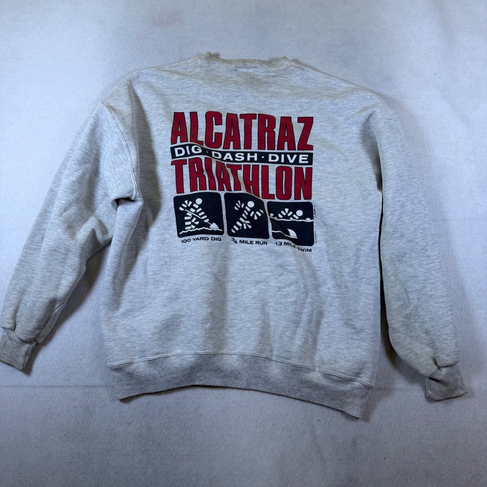 Vintage Crazy Shirts Alcatraz Triathlon Sweatshirt Grey XL San Francisco‎ Hawaii